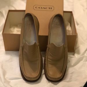 Beige Leather Coach Loafers size 7.5